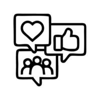 a black and white drawing of a heart and speech bubbles vector