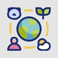 the earth is surrounded by icons and people vector