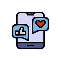 a phone with a heart and a speech bubble vector