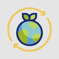a globe with a green leaf on it and arrows around it vector