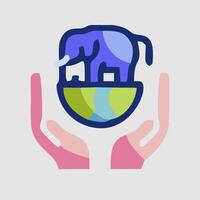an elephant is sitting on top of a globe vector