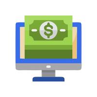 a computer monitor with a dollar sign on it vector