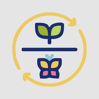 a butterfly and plant are in a circle with arrows pointing to them vector