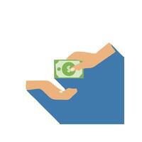 hand giving money to another person on a white background vector