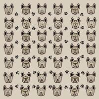 three expression dog with paw as a pattern background vector