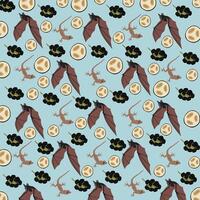 gecko, bat with fruit as a pattern background vector