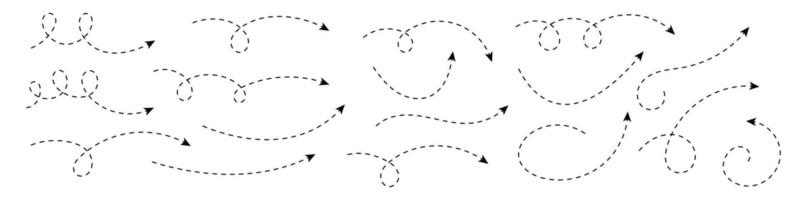Curved dotted arrow. Zigzag arrow stripes design with dotted lines. vector