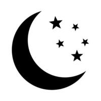 Crescent moon with stars icon on white background. Night icon. Crescent moon icon. vector