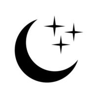 Crescent moon with stars icon on white background. Crescent moon icon. vector