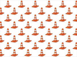 Traffic Cone Seamless Pattern On A White Background vector