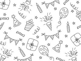 Seamless pattern with Happy Birthday doodles vector