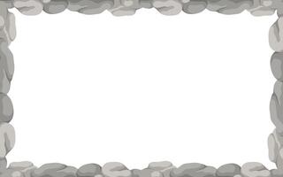 Rectangle Stone Frame, Rectangular Rocks Border. Empty Cartoon Frame Made Of Small Stones. vector
