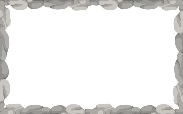 Rectangle Stone Frame, Rectangular Rocks Border. Empty Cartoon Frame Made Of Small Stones.