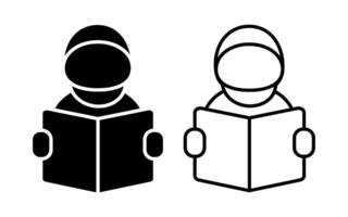 Reading or Learning icon with line and filled. Education sign vector