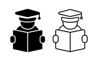 Reading or Learning icon with line and filled. Education sign vector