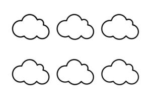 illustrations of cloud icons, representing weather, data storage, and online services. Perfect for use in weather applications, cloud computing, and digital projects. vector