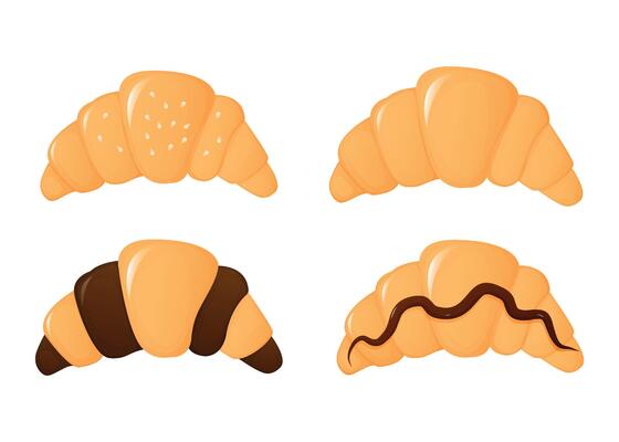 Set of sweet croissants. Isolated illustration for poster, banner, menu, advertising. EPS10