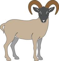 A ram with horns standing on a white background vector