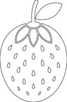 A strawberry coloring page with a black outline vector