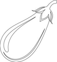 An eggplant is drawn in outline on a white background vector
