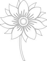 A flower coloring page with a dot pattern vector