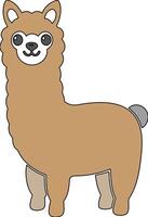 A cartoon llama standing on a white background vector