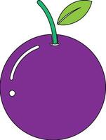 A purple fruit with a green leaf on it vector