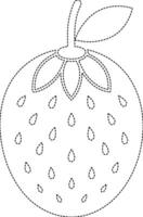 A strawberry coloring page with a line drawing of a strawberry vector