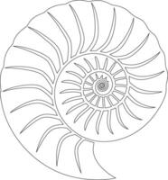 An outline of a spiral shell with a spiral pattern vector