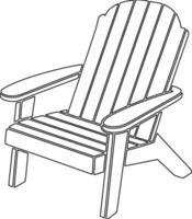 A drawing of a chair with a wooden frame vector