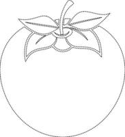 A tomato coloring page with a leaf on it vector