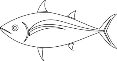 A fish coloring page with a black and white outline vector