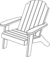 A drawing of a chair with a wooden frame vector