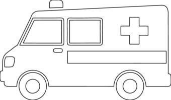 An ambulance coloring page with a cross on it vector