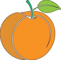 An orange fruit with a leaf on it vector