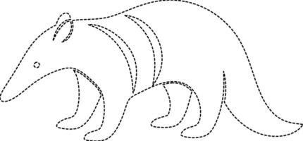 An animal coloring page with a line drawing of an armadillo vector
