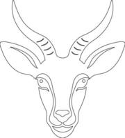 A black and white drawing of a deer head vector