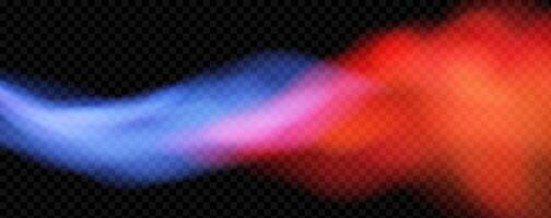 Red blue clouds effect. Cold and hot smoke texture. Abstract neon flame fog. Confrontation concept in sports boxing competition. vector