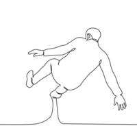 man full length falling down on his back - one line art . concept social fall, fall in a dream vector