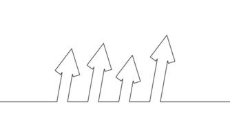Continuous line drawing of arrow up. Graph icon business. Bar chart. Object one line, single line art, illustration vector