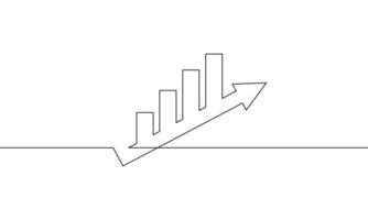 Continuous line drawing of graph icon business. Arrow up one line drawing. Business growth, single line art, illustration vector