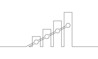 Continuous line drawing of graph up. Business growth, bar chart, object one line, single line art, illustration vector