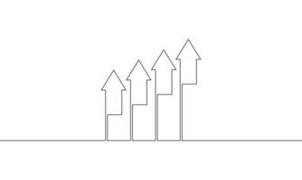 Continuous line drawing of graph business icon. bar chart, growth up, increase arrow, one line, single line art, illustration vector