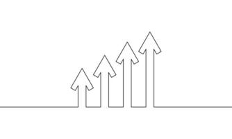 Continuous line drawing of graph icon business, arrow up, bar chart, growth graph, illustration , object one line, single line art vector