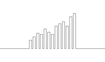 Continuous line drawing of graph icon business, growth graph, bar chart, illustration , object one line, single line art vector
