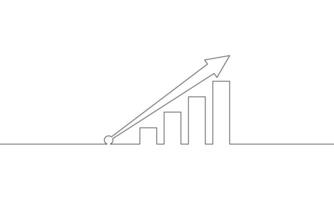 Continuous one line drawing of arrow up. Business growth graph in illustration . Single line art of increasing arrow. Bar chart icon sign symbol vector