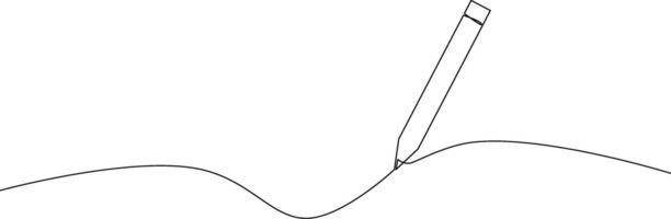 Continuous line drawing of pencil. Back to school. Object one line, single line art, illustration vector