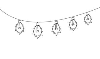 Continuous line drawing of light bulbs. set. Idea icon. Object one line, single line art, illustration vector