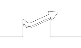 Continuous line drawing of graph icon. Business growth. Arrow up. Bar chart. Increasing arrow, object one line, single line art, illustration vector