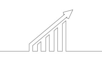 Continuous line drawing of growth graph. Graph icon business. Increasing arrow up. bar chart, object one line, single line art, illustration vector